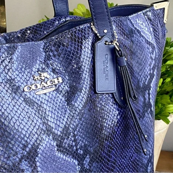 Coach XL Josie Blue Glass Python-Print Leather Tote - Picture 9 of 15